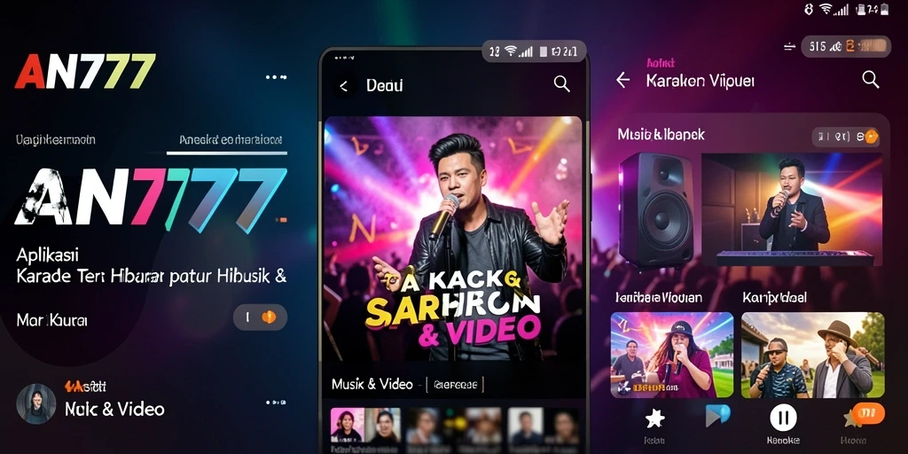 Tampilan antarmuka AN777 dengan fitur karaoke yang menarik dan user-friendly.