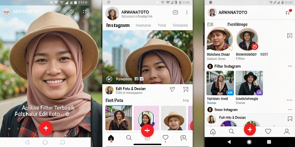 Tampilan aplikasi ARWANATOTO dengan fitur Filter Instagram yang menarik.