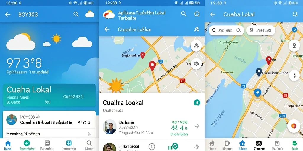Tampilan antarmuka pengguna aplikasi Cuaca Lokal BOY303 yang informatif.
