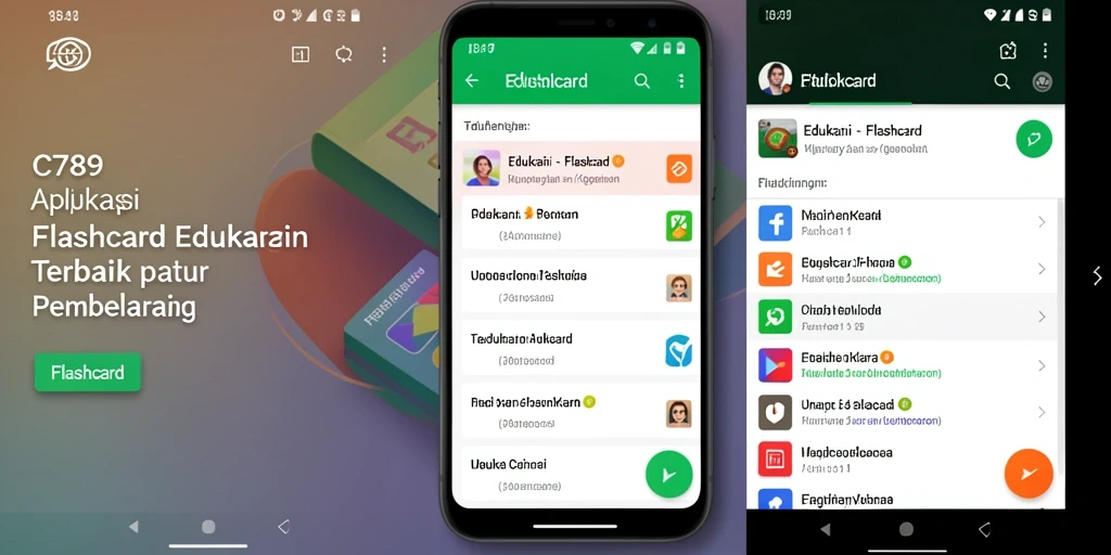 Tampilan antarmuka C789 yang interaktif untuk belajar Flashcard.