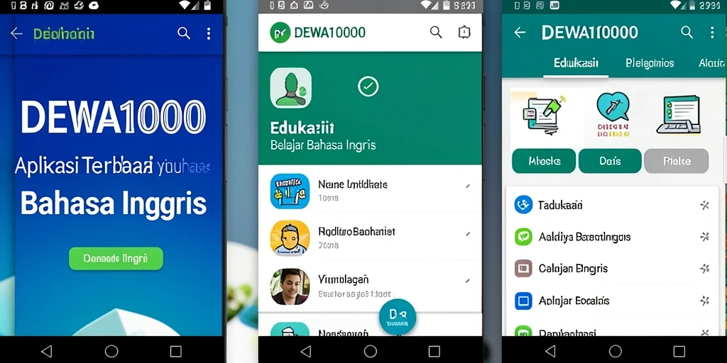 Antarmuka pengguna DEWA1000 yang menarik untuk belajar bahasa Inggris.