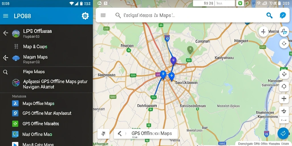 Antarmuka aplikasi LPO88 dengan peta GPS Offline yang jelas dan fungsional.
