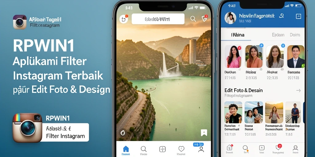 Tampilan antarmuka aplikasi RPWIN1 dengan filter Instagram yang menarik.