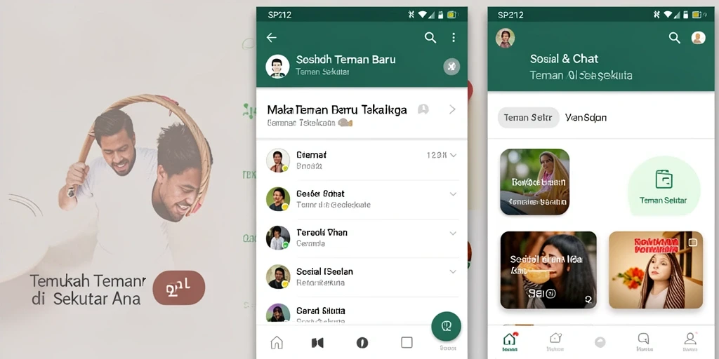 Tampilan antarmuka SP212 dengan fitur Teman Sekitar yang mudah digunakan.